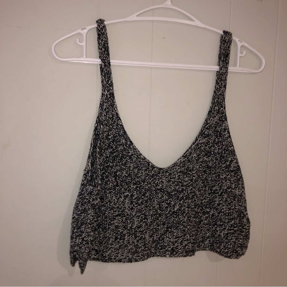 Aritzia Black & White Marled Knit Tank Top
